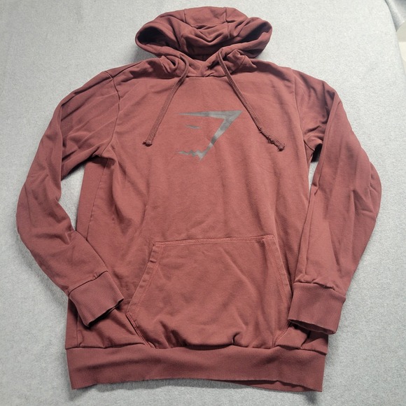 Gymshark Maroon Hoodie Men's Medium Sweatshirt Pullover Gym‎ Workout  Logo - Picture 1 of 6